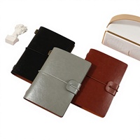 Carnet de voyage A7 en cuir PU style vintage rétro japonais coréen mignon avec impression en relief personnalisable et rechargeable