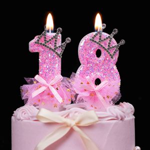 Creatieve digitale kaars jong meisje roze vlinder strik verjaardagskaars - 0-9 verjaardag jubileum feest nieuwigheid kaars - Product Image 4
