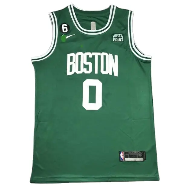 2024 amerikan basketbolu playoff Boston Tatum 0 Jersey adam yetişkin nakış yeşil Jersey tüm Logo ile