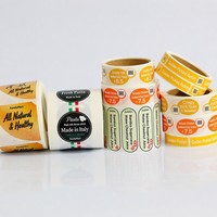 Etiquetas Adhesivas Personalizadas de Formato Mixto, Tiras Redondas, Impresión Vibrante, Alta Calidad, Ecológicas y Duraderas para Etiquetas de Precios de Alimentos