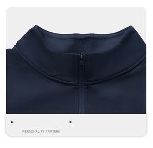 Vente en gros Sweat à demi-fermeture éclair pour hommes Chemises de gym à manches longues Veste à séchage rapide Vêtements de sport pour entraînement de compression - Product Image 5