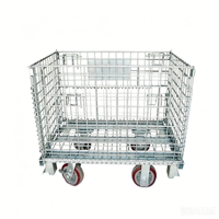 Cages de stockage mobiles, rayonnages empilables, conteneurs en treillis métallique, bacs de stockage industriels avec roues, acier galvanisé à haute capacité