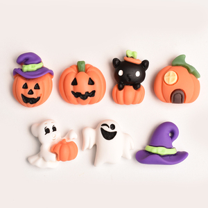 Cabujones de resina de calabazas y fantasmas de Halloween para la creación de joyas DIY y decoración de horquillas - Product Image 1