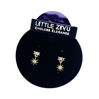 Anting Tusuk Wanita Model Geometris KVM India Berbahan Zirkonia Kubik dan Baja Anti Karat Lapis Emas dengan Micro Insert, Trendi untuk Pemakaian Sehari-hari