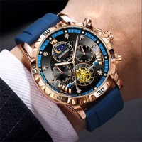 BINBOND 3103 Montres pour hommes à quartz multifonctionnelles de loisirs et d'affaires, grand cadran de 45 mm, bracelet en acier, cuir et silicone, lumineuses, ventes chaudes