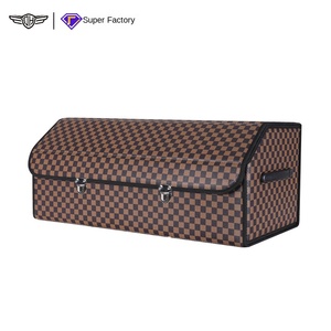 In Stock Large Capacity Multifunctional Car Organizer Leather Finish PU <strong>Storage</strong> Box for <strong>Trunk</strong> <strong>Storage</strong> - Product Image 1