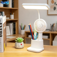Lampe de table d'apprentissage multifonctionnelle à LED rechargeable, trois températures de couleur, protection des yeux, support de rangement pour stylos et téléphone portable