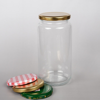 Grand pot rond en verre recyclé de 500ml 1000ml avec couvercle en métal