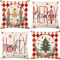 Housse de Coussin de Canapé "Deer Navidad" à Carreaux Rouges et Noirs, Housse de Coussin de Noël en Sac OPP, Décoration de Noël pour la Maison, Vente en Gros et Personnalisation de Noël