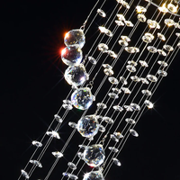 Lustre LED moderne de luxe en or pour escalier de villa, avec perles de cristal longues suspendues, projet personnalisé, design de créateur