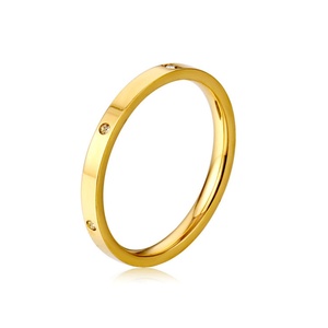 Anillo de Compromiso de Alta Gama, 100% Acero Inoxidable, Anillo Sencillo con Relleno de Oro - Product Image 2