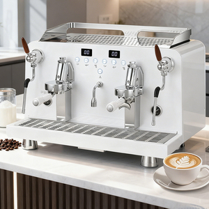 Machine à café expresso semi-automatique professionnelle à double groupe, 9 bars de pression, en acier inoxydable, capacité 12L, faible niveau sonore - Product Image 1