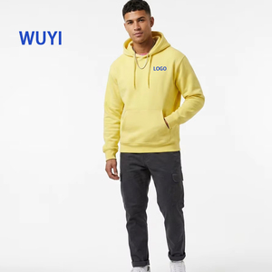 Vente en gros de sweats à capuche unisexes surdimensionnés en molleton de coton lourd 400GSM avec logo personnalisé, couleur unie jaune, style streetwear - Product Image 1