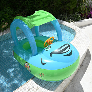 Flotador Inflable para Bebés con Forma de Bote, con Sombrilla y Volante, para Jugar en el Agua, 80x60x55cm, Diseño de Dibujos Animados - Product Image 2