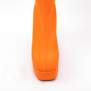 Stivali tacco spesso 43 punta quadrata di grandi dimensioni stivali alti con plateau scarpe da <span class=keywords><strong>donna</strong></span> inverno comodo bottino moda solido - Product Image 6