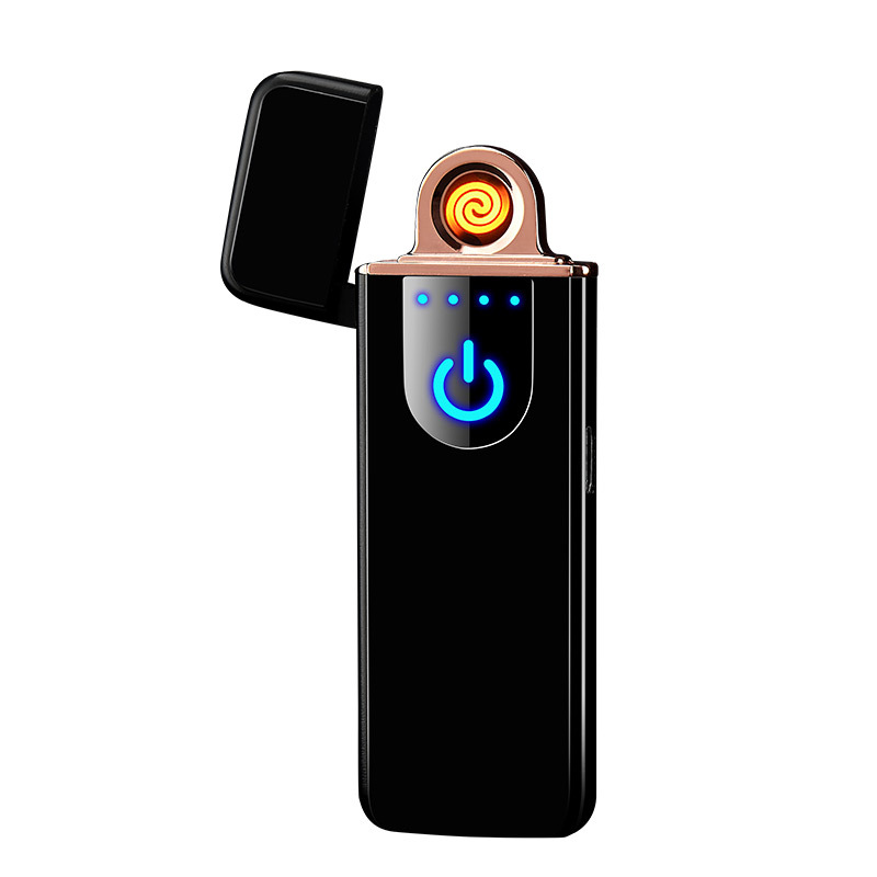 Offre Spéciale Ultra-mince empreinte digitale Usb charge briquet tactile Induction coupe-vent électronique allume-cigare métal moderne