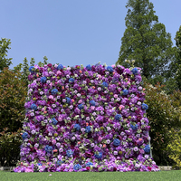 Mur de fleurs artificielles enroulable de qualité commerciale, base en tissu, fond mural en roses de soie, installation facile pour location et séances photo de mariage