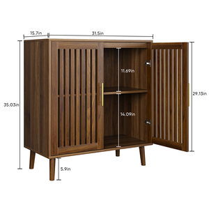 Aparador de Madera con Puertas con Rejillas, Mueble de Almacenamiento para Cafetería, para Sala de Estar y Cocina - Product Image 2