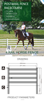 Clôture de ranch en PVC flexible Fentech à 4 rails, en aluminium et vinyle, pour chevaux, pour ferme et équitation