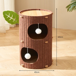 Maison d'arbre à chat multicouche moderne et chaud Planche à gratter pour chat à motif solide Trou intégré pour nid d'escalade pour chat de bureau à domicile - Product Image 3