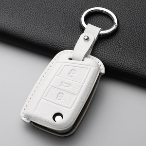 Coque de clé de voiture en cuir pour VW Polo <span class=keywords><strong>Skoda</strong></span> Octavia A7 <span class=keywords><strong>Kodiaq</strong></span> Seat Ateca Leon Golf 7 MK7 VII Tiguan Accessoires Auto - Product Image 4