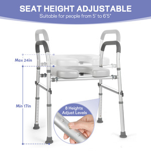 Asiento Elevado para Inodoro con Reposabrazos, Portátil, de HDPE, para Personas Mayores - Product Image 5
