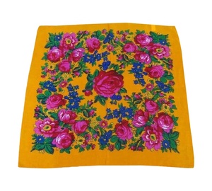 Alibaba <span class=keywords><strong>Woge</strong></span> Factory 12 Farben erhältlich Einzigartiger Schall dämpfer Headwrap Lady Print Blumen baumwolle Gefühl Acryl quadratischer Blumen schal - Product Image 1