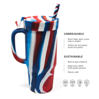 Gobelet en silicone incassable de 32 oz/950 ml avec poignée, sans BPA, résistant à la chaleur, réutilisable, portable, compatible lave-vaisselle et micro-ondes