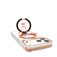 Coque de téléphone de luxe électroplaquée PC+TPU avec anneau rotatif à 360 degrés, béquille antichoc et protection de l'appareil photo, motif paysage urbain