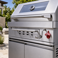 Cuisine extérieure modulaire en acier inoxydable, îlot barbecue au charbon de bois avec évier, armoire de rangement, plan de travail en marbre, grille de barbecue de 8 mm