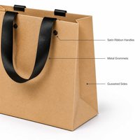 Sacs shopping en papier personnalisés avec poignées en ruban, sacs cadeaux kraft noir, blanc, marron, vente en gros, emballage OEM, emballage de détail