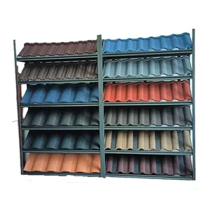 무료 샘플 핫 세일 스톤 코팅 스틸 루핑 시트/저렴한 가격 대상 포진 지붕 타일/자연 다채로운 돌 코팅 금속 지붕