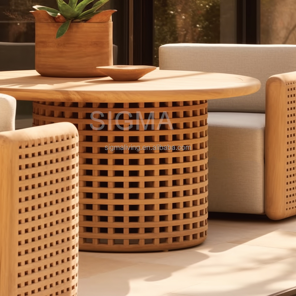 Newest Design Outdoor Furniture Garden Wholesale Wooden Frame Outdoor Dining Set Teak Wood Dining Table