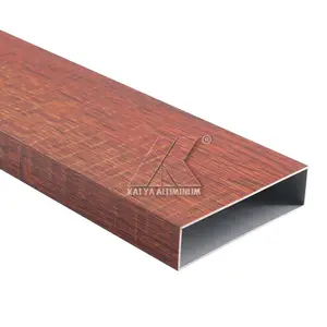 맞춤형 압출 프로파일 분말 코팅 우드 그레인 스퀘어 튜브 알루미늄 벽 파이프 장식 알루미늄 튜브 Alu 튜브 나무