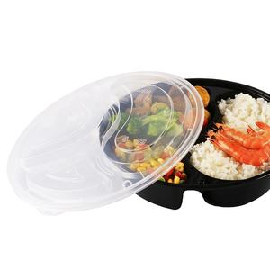 900มิลลิลิตรสีดำสีส้มรอบอาหารไมโครเวฟที่จะไป Takeaway ทิ้ง3ช่องพลาสติกจะออกกล่องภาชนะบรรจุอาหารอย่างรวดเร็ว - Product Image 2
