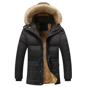 Doublure en fourrure pour homme Hiver Marron Casual Casquette amovible Couleur unie Fermeture éclair Longue <span class=keywords><strong>Veste</strong></span> en duvet de polyester pour hommes - Product Image 5