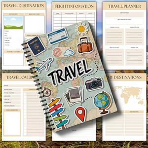 Journal de <span class=keywords><strong>voyage</strong></span> vintage - Design carte du monde avec Paris, <span class=keywords><strong>New</strong></span> <span class=keywords><strong>York</strong></span>, Londres, Tokyo, Rome, Sydney, Dubaï, Bangkok, Istanbul - Product Image 5