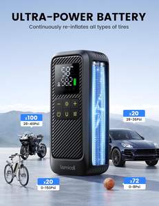 लैमिकल vhp03 150psi पोर्टेबल कार टायर इंफ्लेवेटर टिकाऊ एब्स एयर कंप्रेसर डिजिटल डिस्प्ले इलेक्ट्रिक टायर पंप कार मोटरसाइकिल - Product Image 4