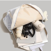Sac à dos unisexe gris crème mignon grande capacité, fermeture éclair géométrique moelleuse, 36-56L, décontracté, pour voyage, école, adolescentes, sac Kawaii