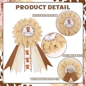 Kit de sash pour baby shower et maternité motif Vache <span class=keywords><strong>des</strong></span> Highlands, avec broche corsage, marron, pour future maman et future papa, pour fête de révélation du sexe - Product Image 6