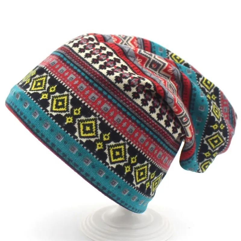 Wholesale Custom Beanie Scarf in One Boho Multifunction Chemo Sleep Baggy Slouchy Beanie Hat