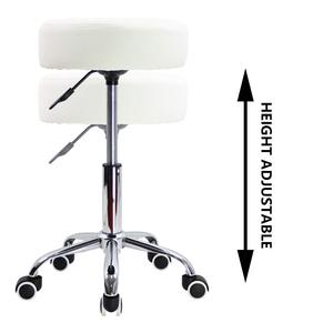 White <strong>Height</strong> <strong>Adjustable</strong> Bar Chair Salon <strong>Stool</strong> Chair Swivel Rolling Office <strong>Stool</strong> With Wheels - Product Image 4