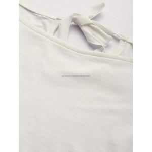 CAMISETA DE JERSEY DE ALGODÓN BLANCO MUJER BACK KNOT. CAMISETAS DE BUSCA CALIENTE DE DISEÑO DE CLASE PARA SEÑORAS CON TELA TRANSPIRABLE PERSONALIZADA - Product Image 5
