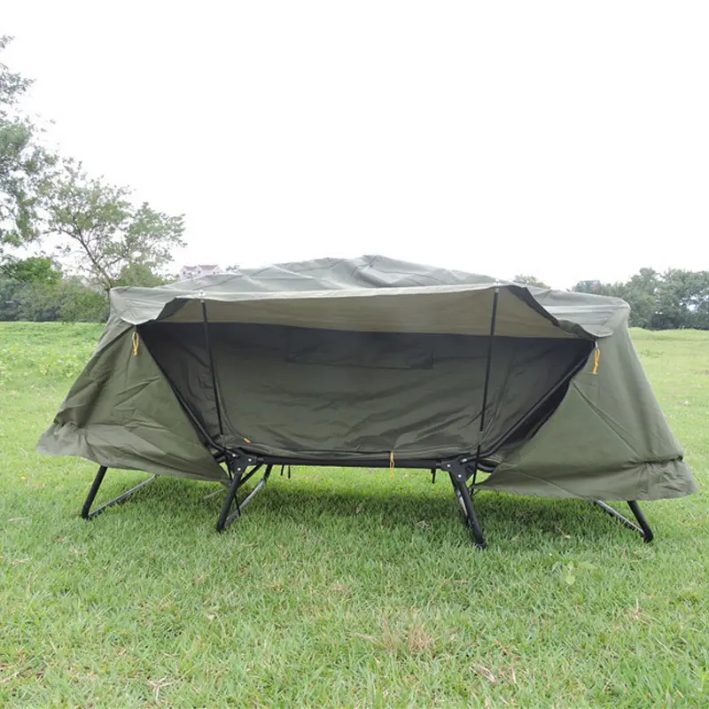 Tenda bepergian portabel dengan tempat tidur, tenda berkemah luar ruangan 1-2 orang dapat dilipat tinggi tahan kelembapan