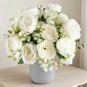 Flores Artificiales al por Mayor, Ramo de Peonías de Seda de 5 Cabezas, Multicolor, Centro de Mesa para Decoración de Bodas y Suministros - Product Image 1
