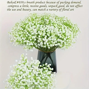 Ramo de Flores Artificiales Xinsheng, 30 cm, Blanco y Verde, Plástico, Decoración para Bodas y Hogar - Product Image 2