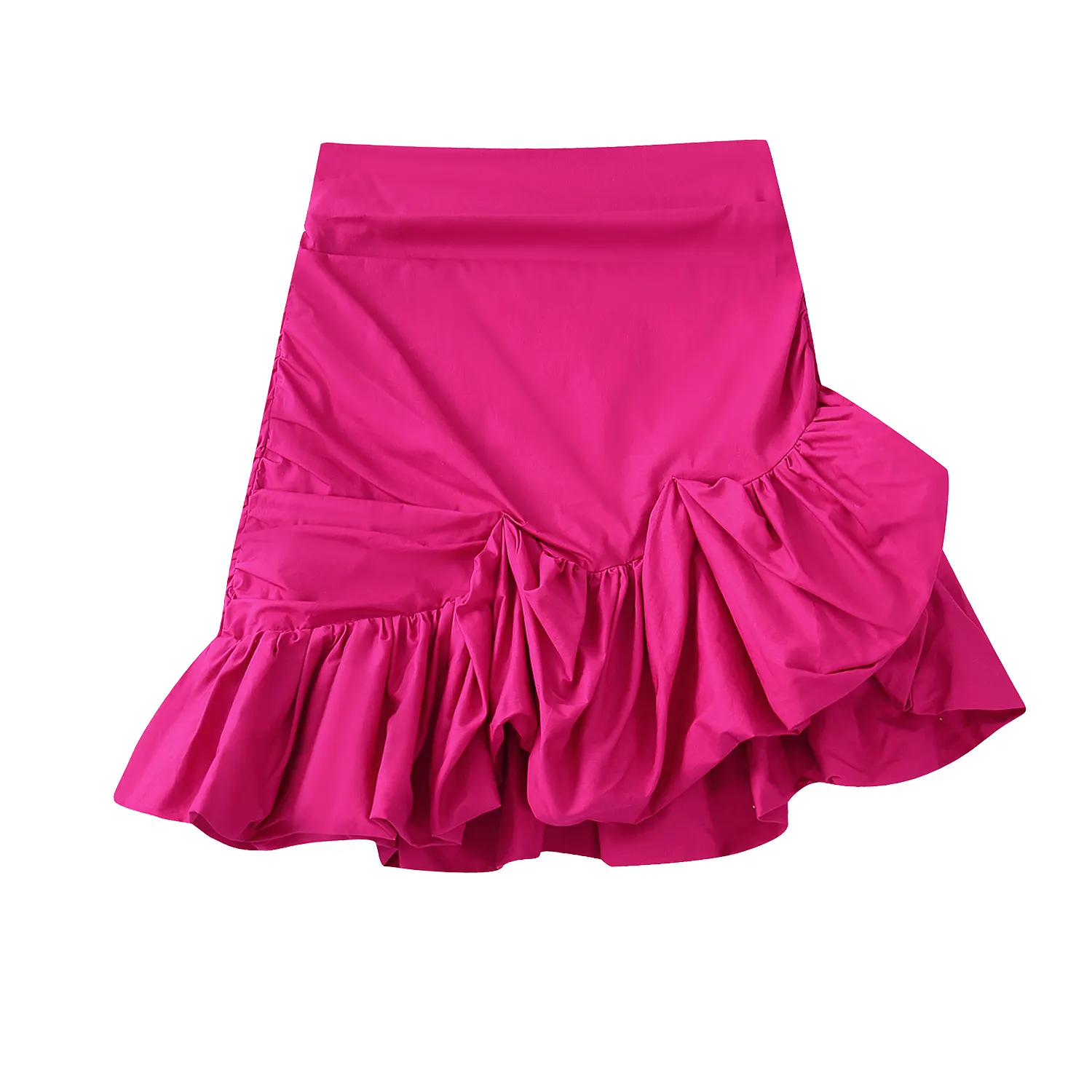Rose madder color cute irregular design zipper fly women summer high street mini skirt