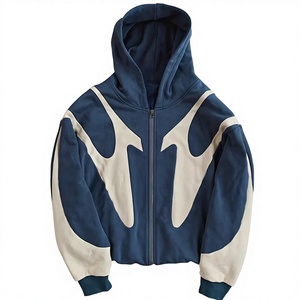 Sweat à capuche entièrement zippé personnalisé avec strass pour homme, 100% coton molletonné, vêtements d'hiver tendance - Product Image 1