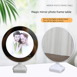 Bán Buôn Ma thuật gương hình ảnh khung tròn Led chiếu sáng Ins phong cách mặc quần áo gương Khung ảnh cưới - Product Image 3