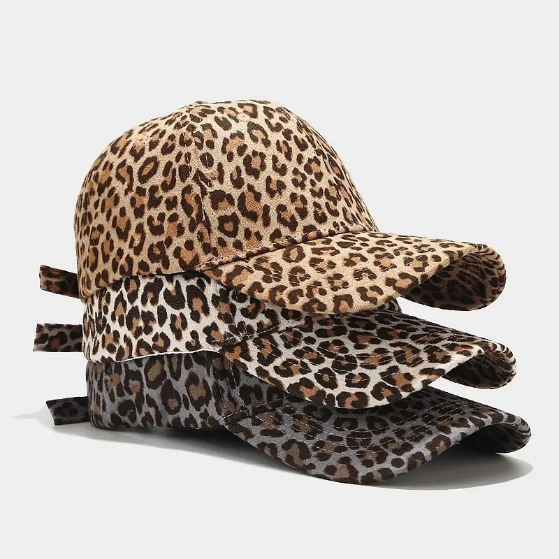 Penjualan terbaru topi bisbol musim panas wanita desain motif macan tutul
